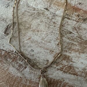 Vintage Gold Tone Double Necklace With Disco Ball Type Pendant 21”